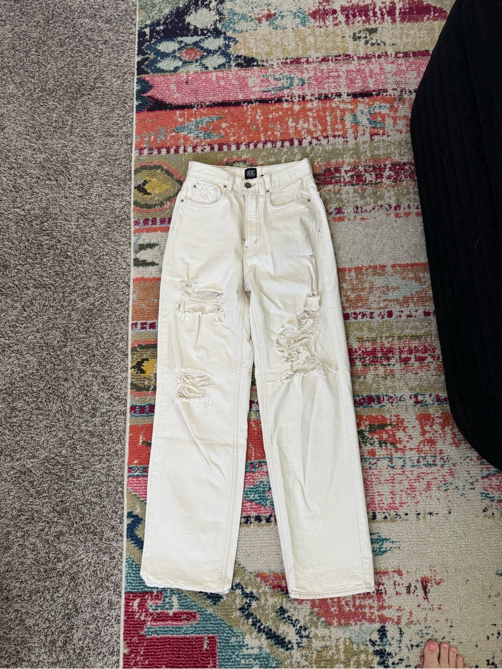 BDG White Distressed Wide-Leg Jeans
